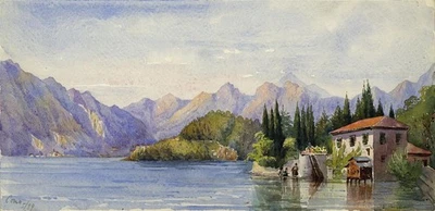 Arthur Herbert Hussey (1863-1923) Aquarell Gemälde Comer See Italien 1899 - Bild 1 von 4