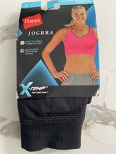 NWT Hanes X-temp Racerback Sports Bra JOGBRA Comfort Fit Seamless Sz S Black