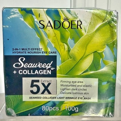 SADOER Seaweed & Collagen Eye Masks 80 count ~ Hydrate & Firm ~ New / Sealed