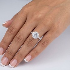 Engagement Ring 18K White Gold Under Halo 3.05 CT Round Lab-Grown Diamond G VS2