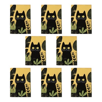 Schwarze Katze Haustier Pflanze Liebhaber Garten gelb botanische Kunst Karten 8er Pack, leer A6