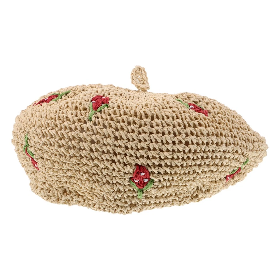 Chapeau Tissé À La Main Chapeaux Mignons Pour Femmes Mode Béret Dames - Photo 3/4