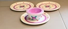 Vintage 1996s Tyco Kitchen Littles Plates & Bowl Rose Hearts Lot 4 pcs Dollhouse