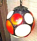 Vintage Multicolored  Pendent Swag Lamp in Tiffany Style Glass Panels