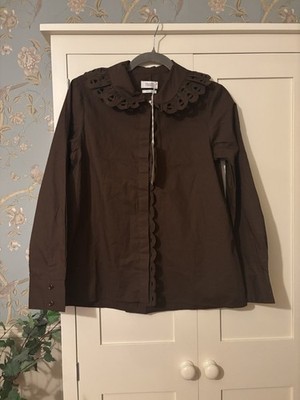 TOAST  BRODERIE ANGLAISE  POPLIN SHIRT CONKER SIZE 8 NEW WITH TAGS
