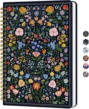 Lined Spiral Journal for Women, A5 Hardcover Pretty Notebook for Work  Note Tak