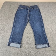 Signature by Levi Strauss  Co Womens Mid-Rise Capri Jeans Dark Wash Blue Size 8