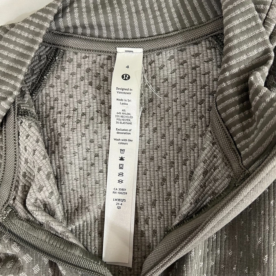 Lululemon Mujer Talla 4 Descanso Menos Recortado Media Cremallera Top Pulgar Agujero Gris Salvia Foto 3 de 4