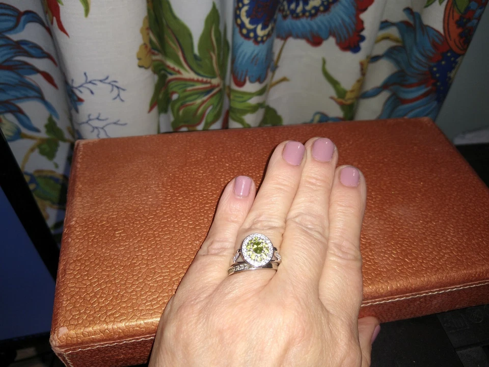 PRECIOSO Anillo Demantoide Raro Granate, Circón en Plat/Plata, Talla 8, TCW = 1,40 quilates Foto 3 de 4