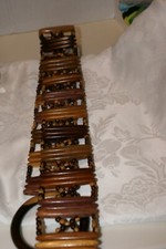 Brown Wood Wooden Belt WOODEN BEADS One Size 37" L X 2.5"W