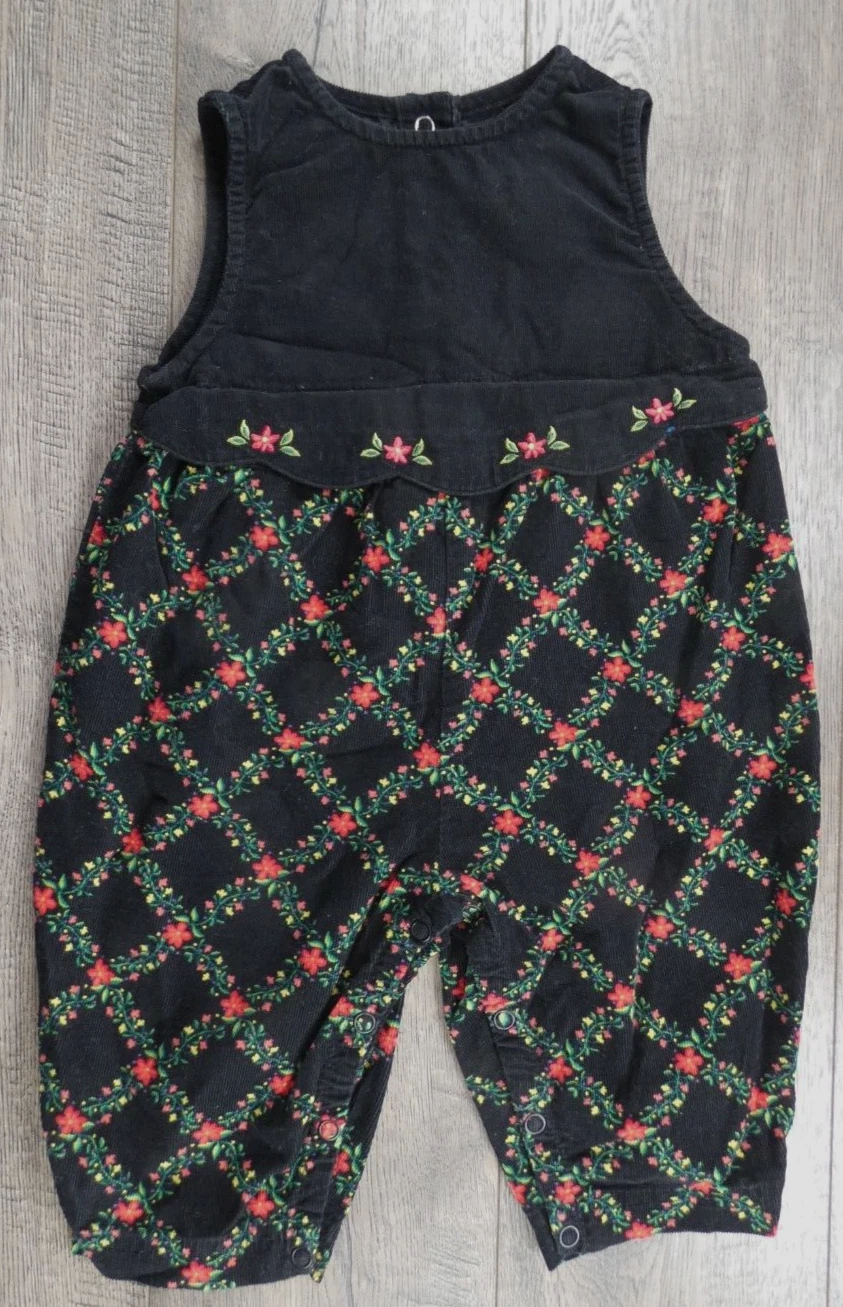Baby Girl Clothes Vintage Gymboree Infant Black & Red Corduroy Coveralls
