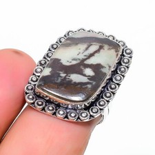 Peanut Wood Jasper Gemstone Ethnic Gift 925 Sterling Silver Jewelry Ring 6.5" y0