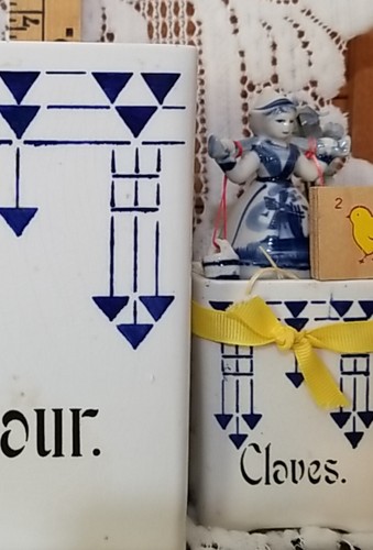 Antique Ceramic Canister Set Germany Kitchen Storage Blue Design Grannycore Lot - Picture 8 of 18