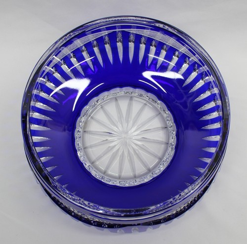 Vintage IRENA Polish Bohemian BLUE COBALT CRYSTAL BOWL HANDCUT - Picture 2 of 10