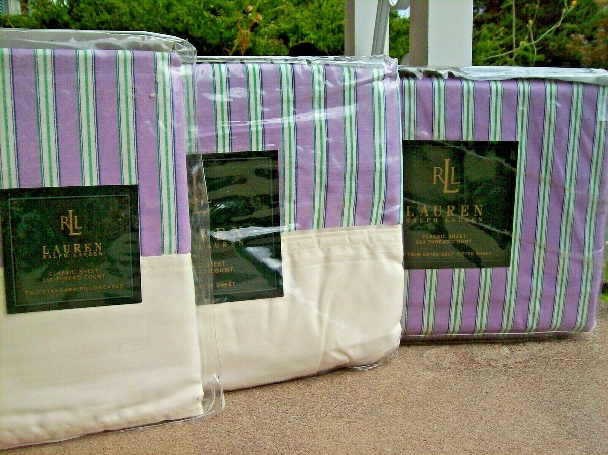 Ralph Lauren Classic 350tc Watermill Cuff Twin XDP Sheet Set 4pc