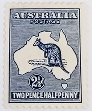 USTRALIA 1913 KANGAROO 2 1/2D STAMP, SC #4 MLH VF/XF RARE