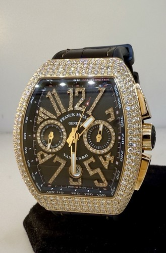 Reloj para hombre Franck Muller Vanguard clásico cronógrafo oro rosa y diamantes - Imagen 2 de 9