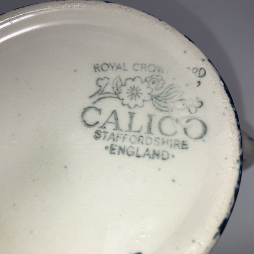 Calico Burleigh Becher blau mit weißen Blumen Staffordshire England - Bild 3 von 4