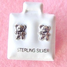 Sterling Silver - Bear Stud Earrings SE028 