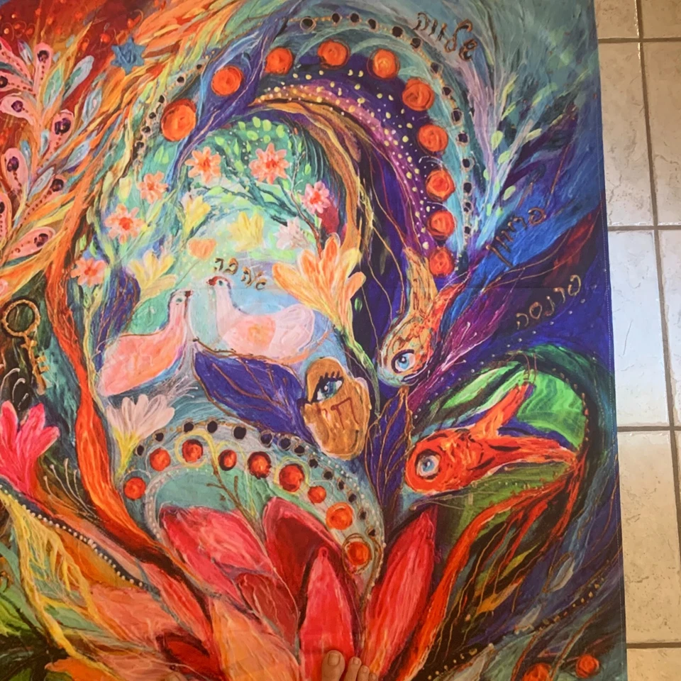 Simsant Colorido Flor de Agua Pez Dorado Pato Tapiz Colgante de Pared Arte Decoración del Hogar Foto 3 de 4