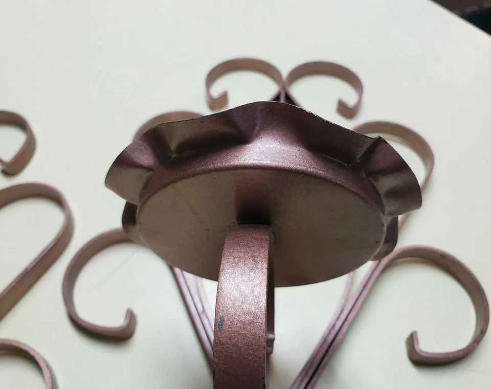 2pc Decorative 12" Gold Color Metal Hanging Pillar Candle Holders Heavy - Image 2 of 4