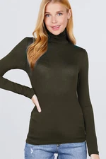 Women's Mock Turtle Neck Rayon Long Sleeve Top Soft Stretch Classic Fitted Shirt