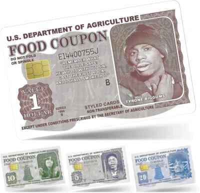 ANY CUSTOM PRODUCT Credit Card Skins Tyrone Biggums Food Stamps EBT UV Vinyl Card Skins 4 pack