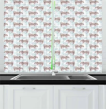 Nursery Nature Kitchen Curtains 2 Panel Set Window Drapes 55" X 39" by Ambesonne