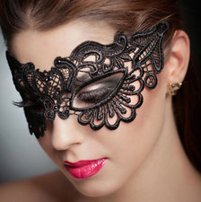 Lace Masquerade Eye Mask BLACK Gothic Fancy Dress Ladies Hen Party Halloween