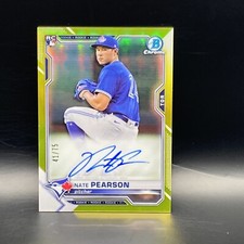 2021 Bowman Chrome Nate Pearson Yellow Refractor Auto RC #/75 CRA-NP Blue Jays