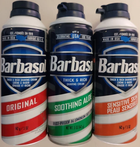 BARBASOL SHAVING CREAM Aerosol Can SELECT Original, Soothing Aloe, SensitiveSkin