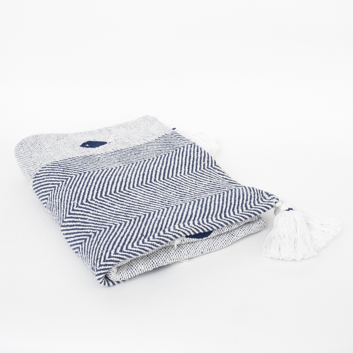 Batela Plaid Tagesdecke Baumwolle Fische maritim 130 x 10 cm