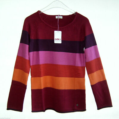 FLG Flashlights  Streifenpullover  Pullover Gr 32 34 XS  rot bunt gestreift neu
