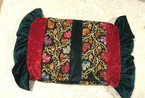 Vintage Antique Arab Bedouin Palestinian Hand Embroidery Cross Stitch Pillow - Picture 2 of 4