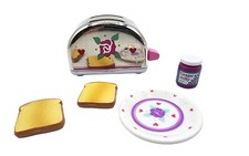 Vintage 1996 Tyco Kitchen Littles Metal Toaster Toast Jelly Lot Barbie Miniature