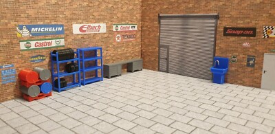 Garagenszene Zubehör C für Maßstab 1:43 Modellautos Garage Diorama 3d gedruckt.