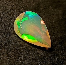 Pear Shape Natural Ethiopian Opal Faceted Green Fire Loose Gemstone 2.00 Carat
