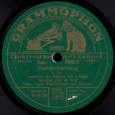 RHEINLANDRÄUMUNG GERMAN RARE 78rpm Patriotic Record