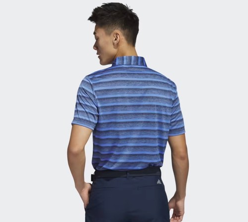 Polo Adidas Golf uomo a righe bicolore taglia:L blu cuscino nuova con etichette - Foto 6 di 9