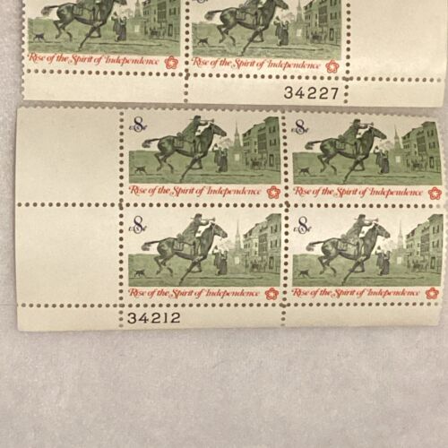 (2)RISE OF THE SPIRIT OF INDEPENDENCE 4 Stamp Plate Block 8¢ MNH SCOTT'S #1478 - Picture 3 of 4