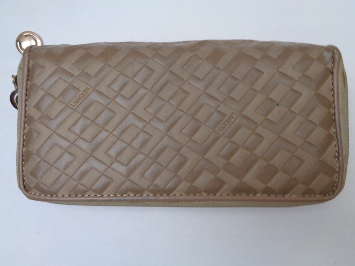 Portefeuille Vintage LANCETTI En Cuir Marron - Compagnon - Occasion Très Bon état