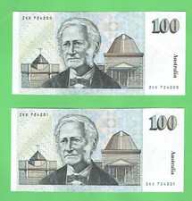 #D495. 2 CONSECUTIVE $100 PAPER BANKNOTE ZKK 724200/201