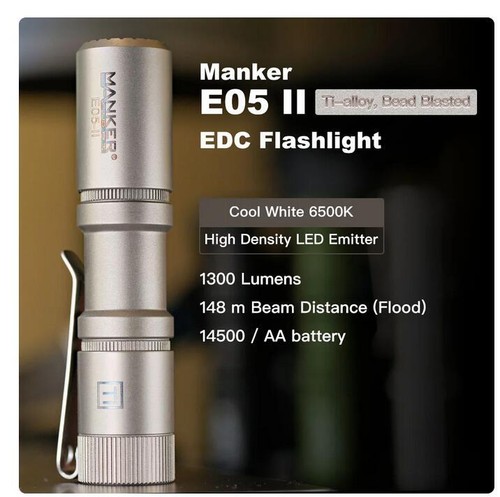 Linterna Mankerlight Titanio 1300 Lúmenes AA 14500 EDC 6500K MINI Antorcha - Imagen 18 de 57