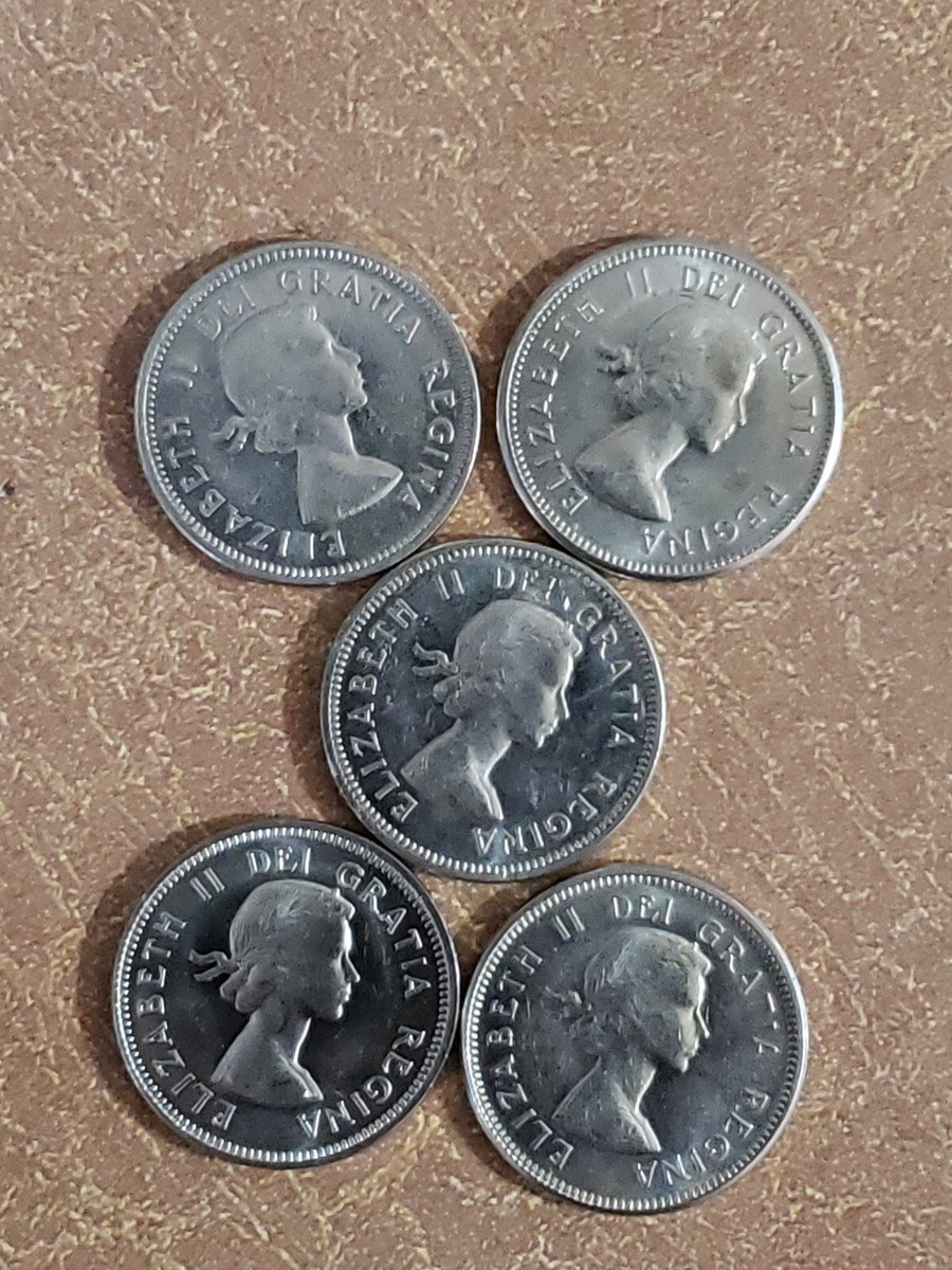 【中古美品】Montreal Assembly Count to 5 5) 🇨🇦​ 1964 5¢ Queen Elizabeth II Canadian Nickel Coin