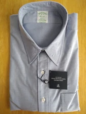 NWT Brooks Brothers Blue Supima Cotton Pin Collar 16-34 Milano MSRP $140