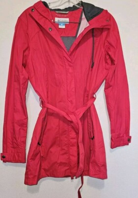 Columbia Omni-Shield Windbreaker Parka Hooded Jacket Size M Nylon Belted Active
