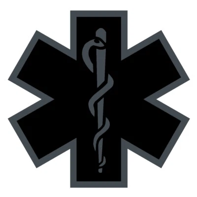 Black Subdued Reflective Star Of Life Car Fire Helmet Decal EMT multiple sizes