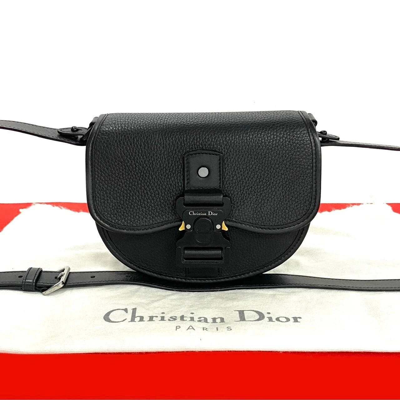 Sac bandoulière Christian Dior galop cuir noir 95021