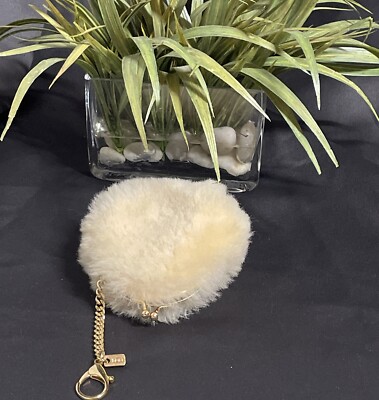 UGG Sheepskin Fur Coin Purse Gold Curb Chain Keychain