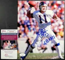 NFL New York Giants Super Bowl XXI MVP Phil Simms Signed 8x10 Photo T JSA COA